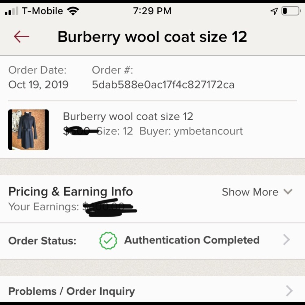 Burberry coat authenticated